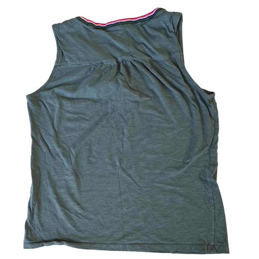 St John's Bay Olive Green Sleeveless Top with Colorful Trim - Women's - Picture 2 of 3
